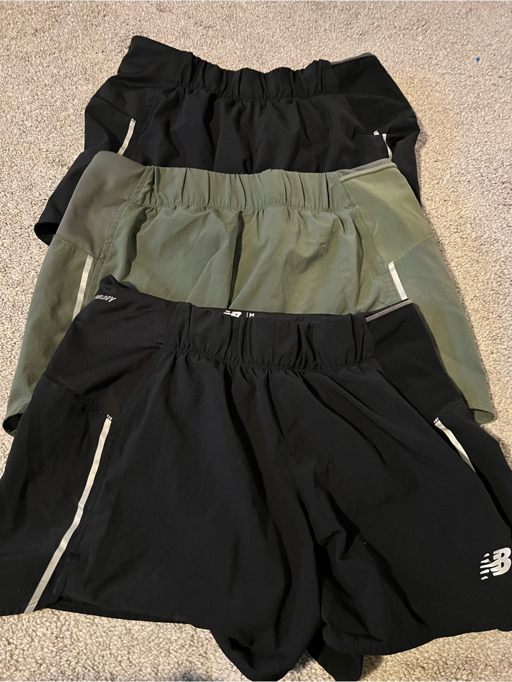 New Balance Black and Olive Athletic Running Shorts - 3-Pairs